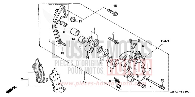 L. FRONT BRAKE CALIPER (CBF1000A/T/S) for CBF1000 ABS QUASAR SILVER METALLIC (NHA48) from 2006